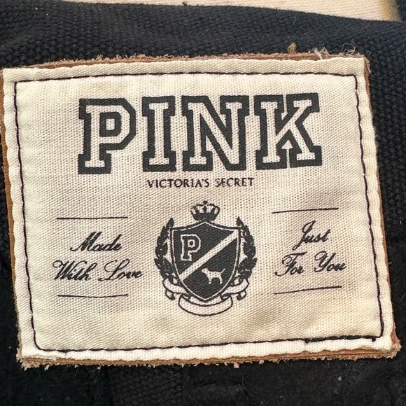 PINK EUC Classic Canvas Duffel Bag Black LOVE PINK Zipper - Picture 1 of 11